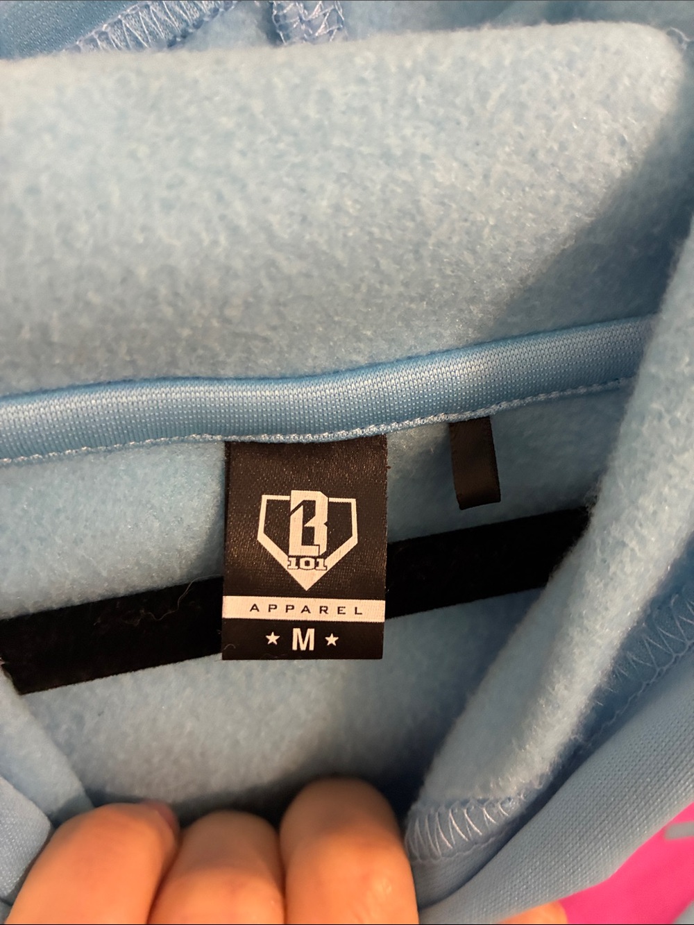 BSB SZN Short-Sleeve Hoodie in Light Blue with Pink Graphic - Picture 2 of 4